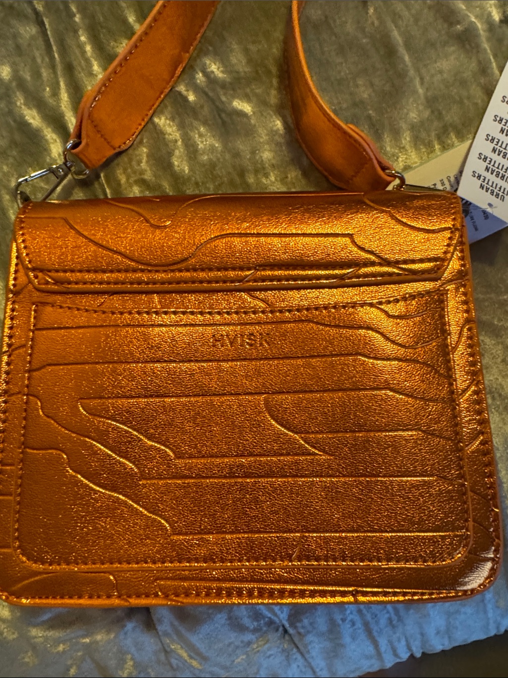 Urban Oufitters Metallic Orange Textured Crossbody Bag With Adjustable Strap — image 5 of 8